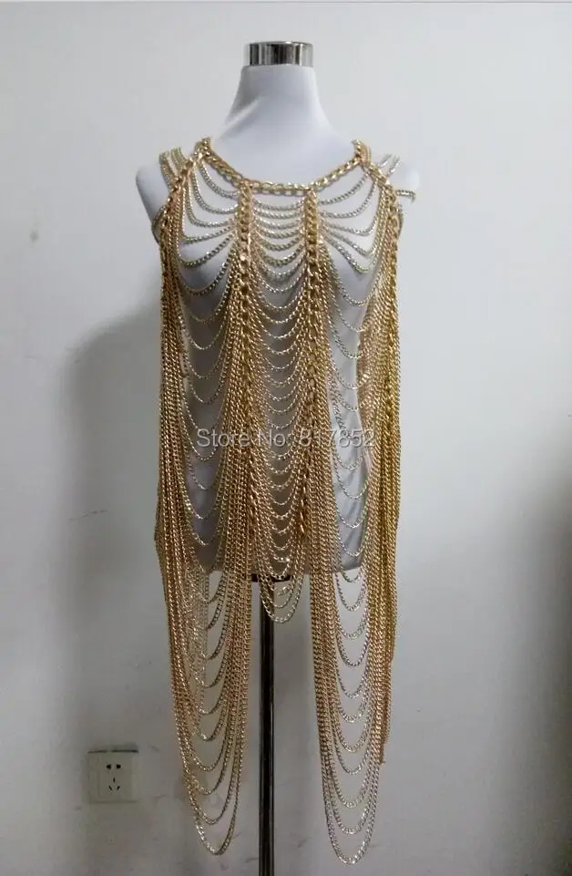 Hot Sale! New Arrivals Women Gold Harness Chains Layers Unique Design Full Dressing Clothing Chains Jewelry 3 Colors