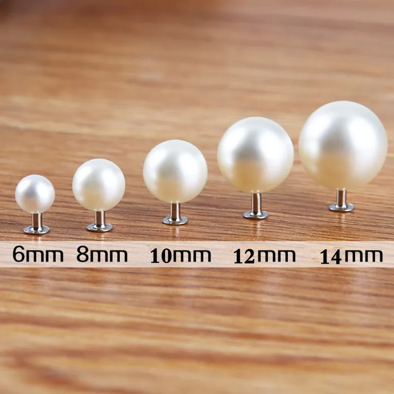 100pcs 6-20mm White And Black Pearl Rivets Button/ Head Acryl rivet For Wedding Dresses Pants Hat Bag Shoes Crafts Decoration