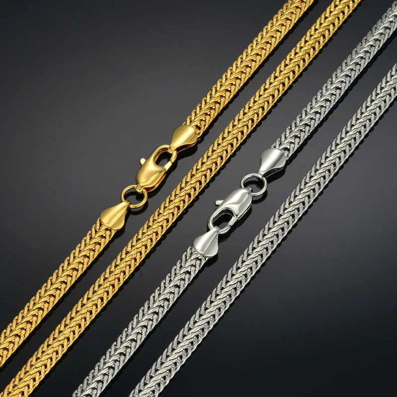 Punk Fashion Flat Snake Chain Necklace 6mm Male Gold Silver Color Foxtail Link Chains For Men Women Vintage Jewelry Gift 2025