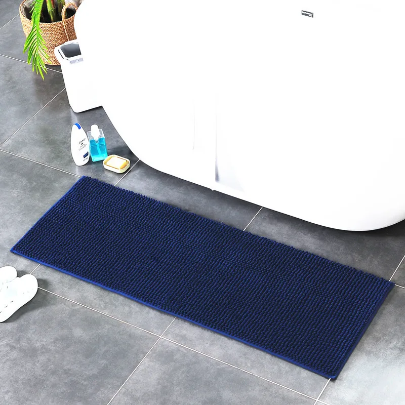 Long Size Bathroom Carpet Chenille Bath Mat, Non-slip Rugs for Bathtub Side, Water Absorption, Toilet Floor Mat, 50*120 50*140cm