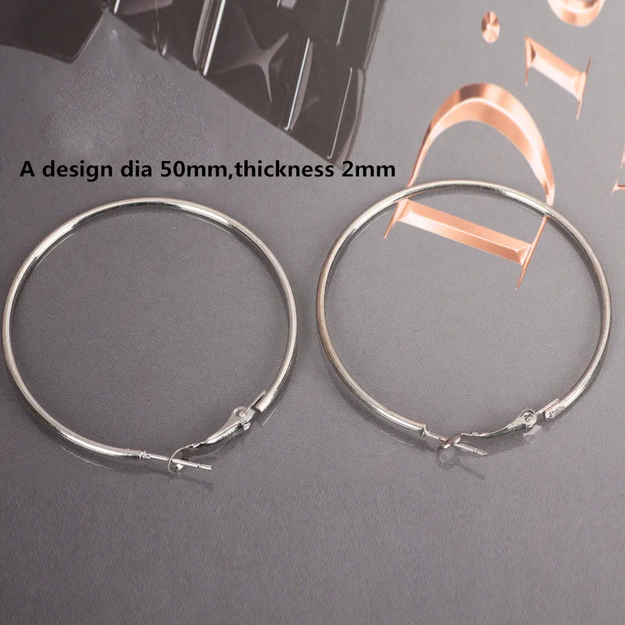 

10pcs/lots 35mm/50mm Rion Plated Earring Hoops Wire Big Round Loop Circle Ear Hooks Blank Basic jewelry Making Findings