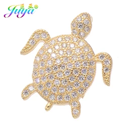 Juya DIY Jewelry Findings Supplies Micro Pave Zircon Copper Turtle Charm Pendants For Women Men Handmade Pendants Jewelry Making