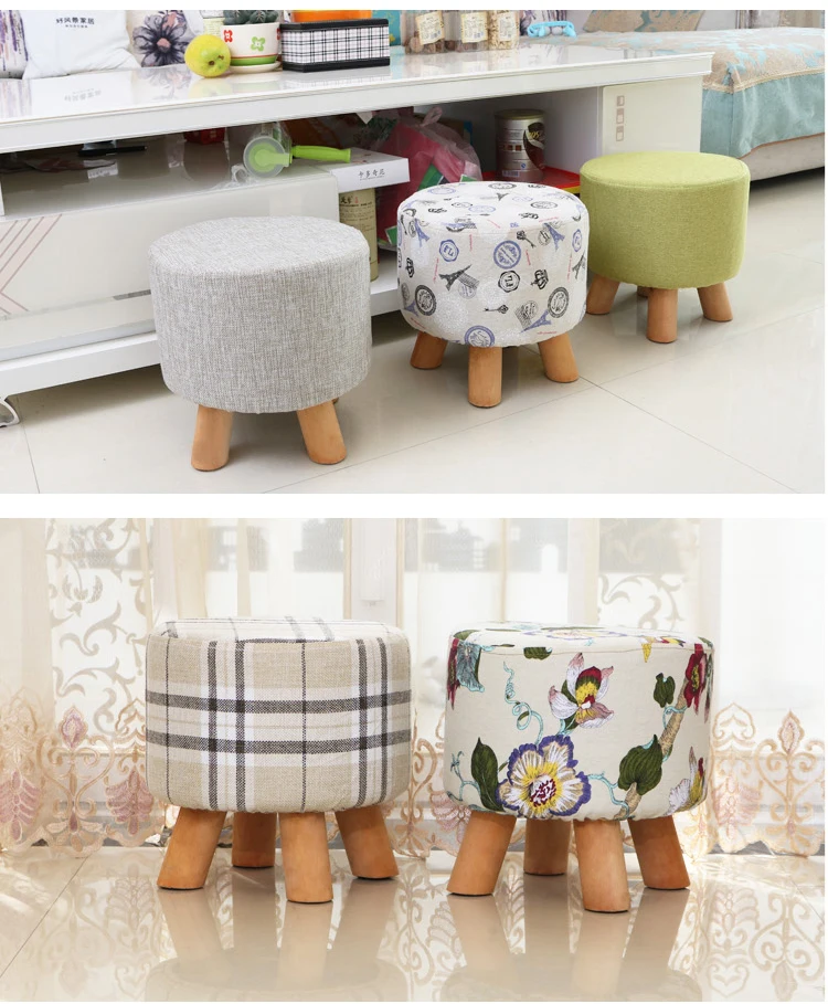 

Creative Stool Solid Wood Fabric Sofa Coffee Table Stool Home Bench Fashion Wear Shoe Stool Simple Stool