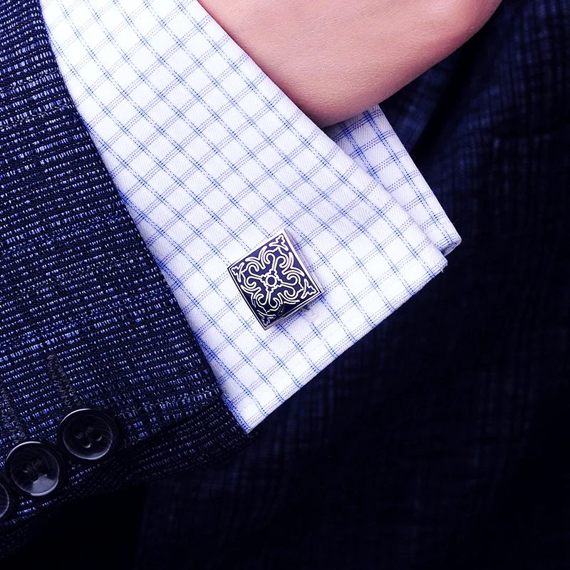 KFLK jewelry shirt Fashion cufflink for men Brand Cuff link Wholesale Button blue High Quality Luxury Wedding Male guests