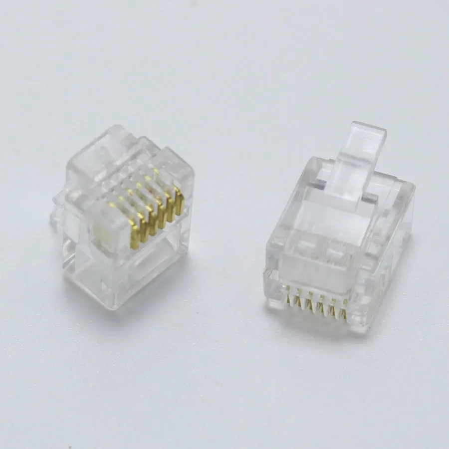 10pcs 6Pin RJ45 Connector CAT5 CAT5e Cat6 Modular Cable Plugs Socket Network Ethernet 6P6C Crystal Plug RJ45 Connectors