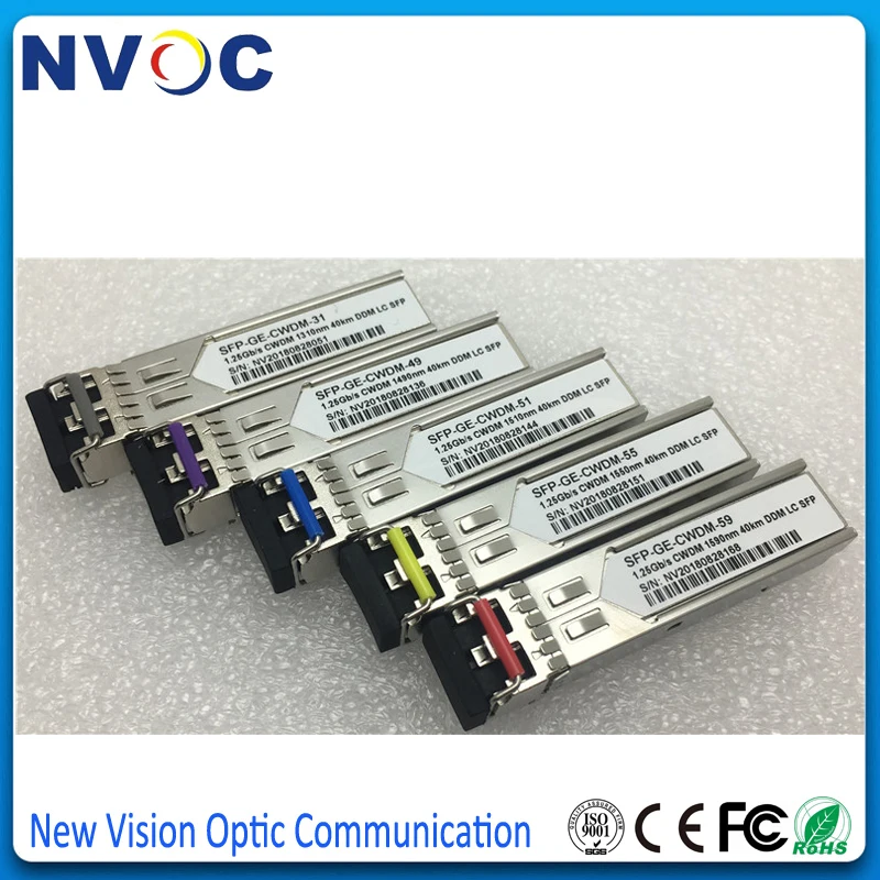 Duplex LC 18 Wavelengths 1.25G 1270nm-1610nm 60KM DDM DOM Dual Single Mode Fiber Optic CWDM SFP Transceiver For Cisco Switch