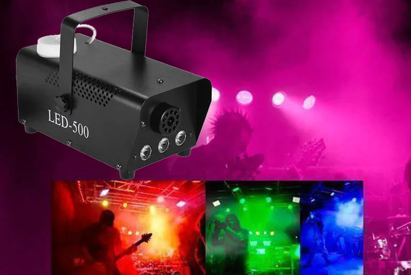 Mini 500W LED RGB Wireless Remote Control Fog Machine Pump Dj Disco Smoke Machine For Party Wedding Christmas Stage LED Fogger