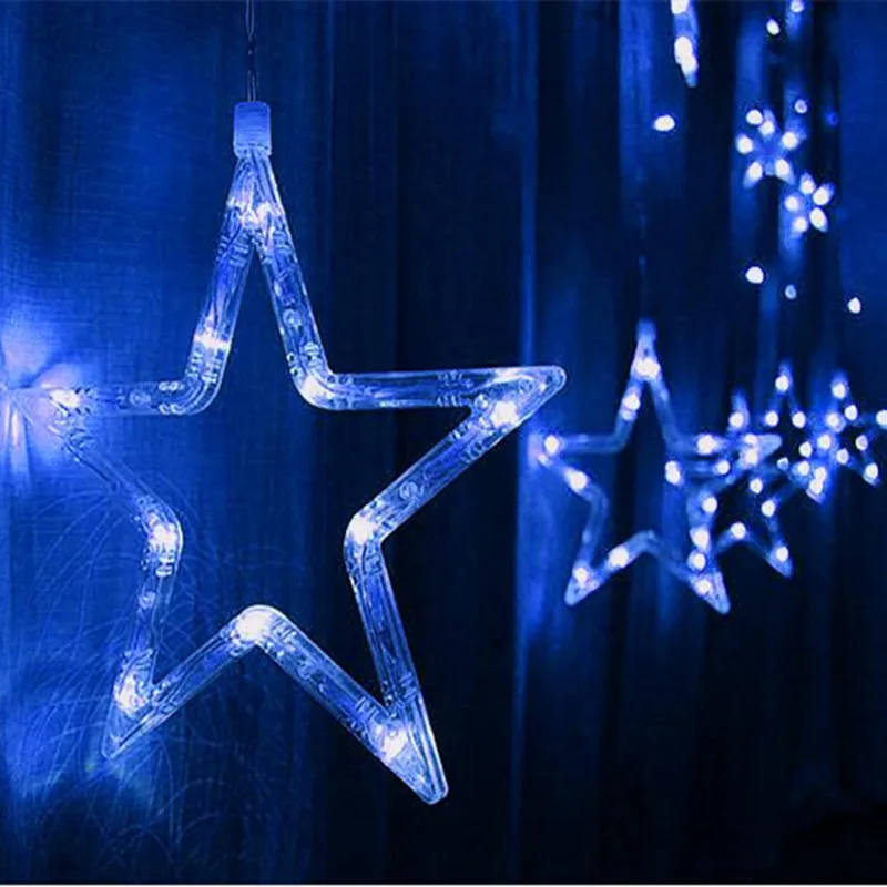 2M Romantic Fairy Star Led Curtain String Light Warm white EU220V Xmas Garland Light For Wedding Party Holiday Deco