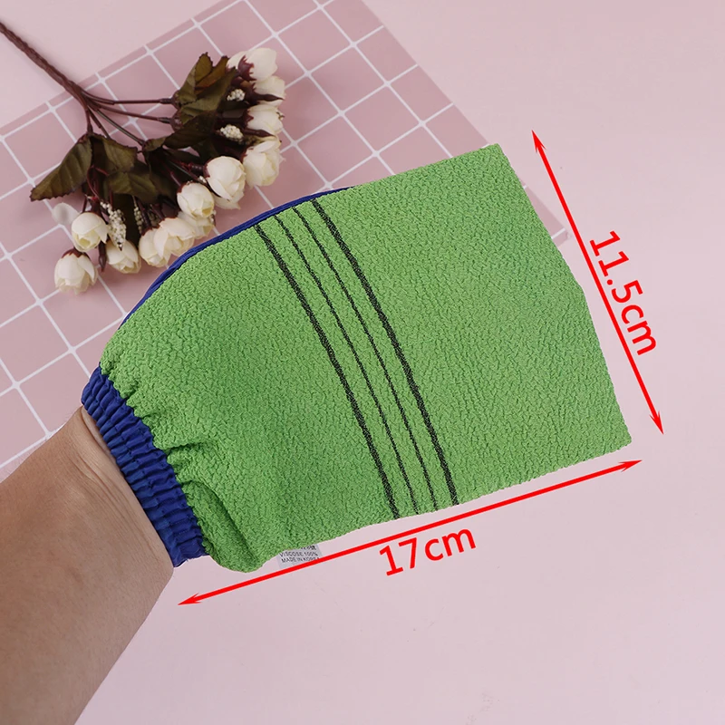 1pc Shower Spa Exfoliator Two-sided Bath Glove Body Cleaning Scrub Mitt Rub Dead Skin Removal