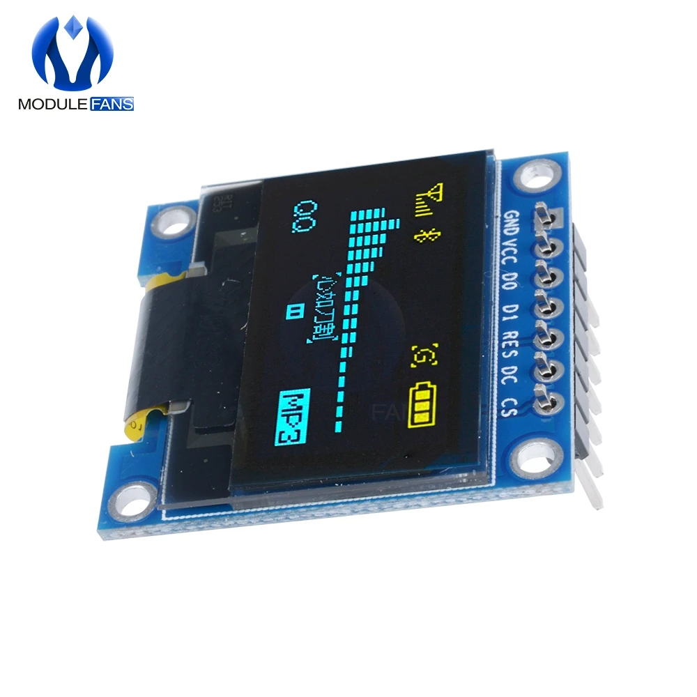Módulo OLED para Arduino IIC I2C DC 3V-5V SPI Serial Board, pantalla LED LCD OLED de 0,96 ", blanco, azul, amarillo, 0,96 pulgadas, 128x64