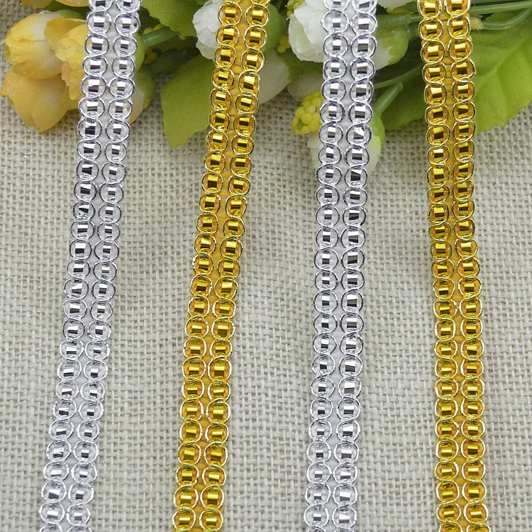 40Meters Gold Silver Curved Lace Trim Ribbon Sewing Centipede Braided Lace Wedding Craft DIY Clothes Accessories Home Decor