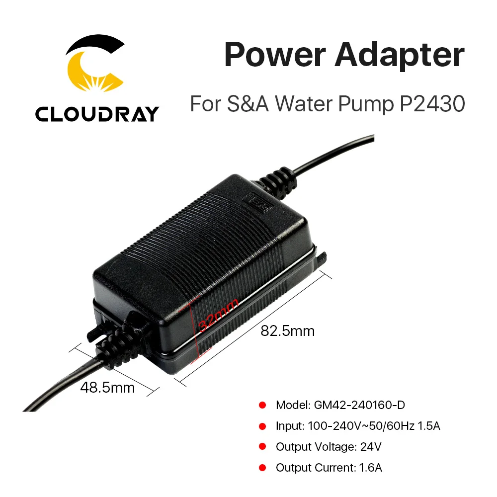 Cloudray-Adaptador de corriente S & A para bomba de agua, adaptador de corriente de 24V, 1.5A, 2A, 5A, para S & A, P24100, P2450, P2430