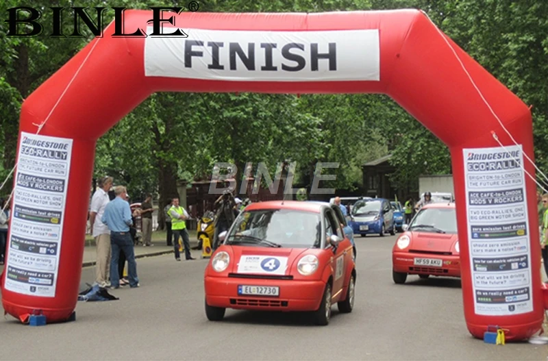 Free shipping red bicycle car race inflatable arch giant advertising balloon inflatable finish line with remove logo for events