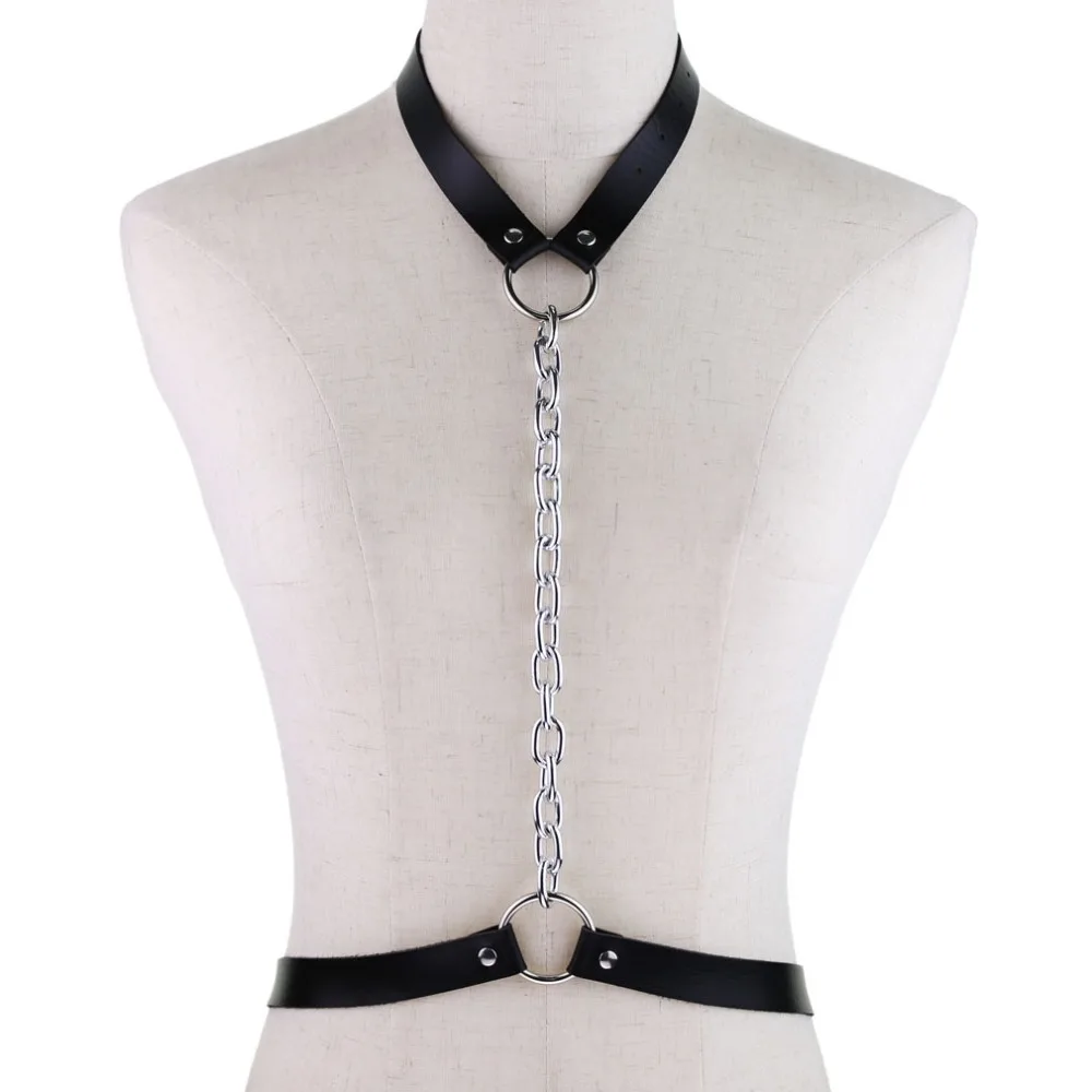 Arnés Sexy de cuero para el cuerpo con cadena para espada, cinturón gótico, accesorios para mujer, Punk, gótico, para Cosplay, joyería para la cintura