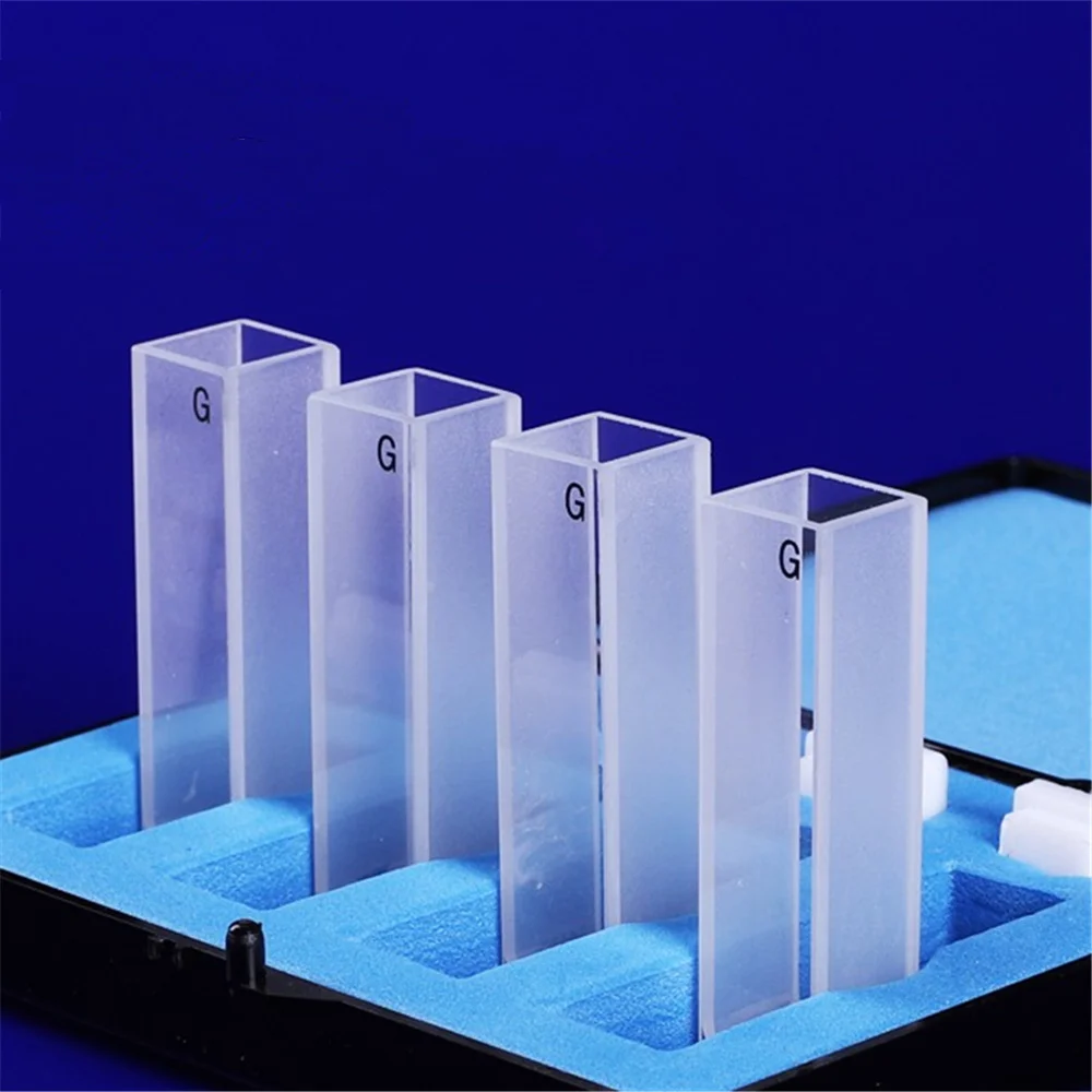 4Pcs 10mm Path Length Glass Cuvette Cell With Lid For Spectrophotometers