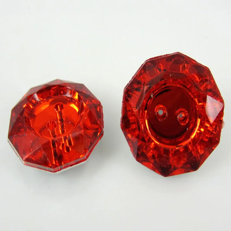 24Pcs Red Rhinestone acrylic button sewing faceted glittering buttons for crafts garment accessory 18.0mm