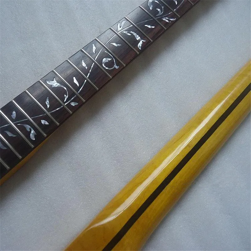 Disado 21 22 Frets Inlay Tree Of Life Maple Electric Guitar Neck Yellow Glossy Paint Guitar Accessories Parts Wholesale