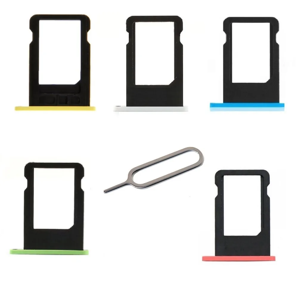 For Apple iphone 5C SIM Card Tray Sim Card Holder With Free Eject Pin Blue Pink Yellow Green White