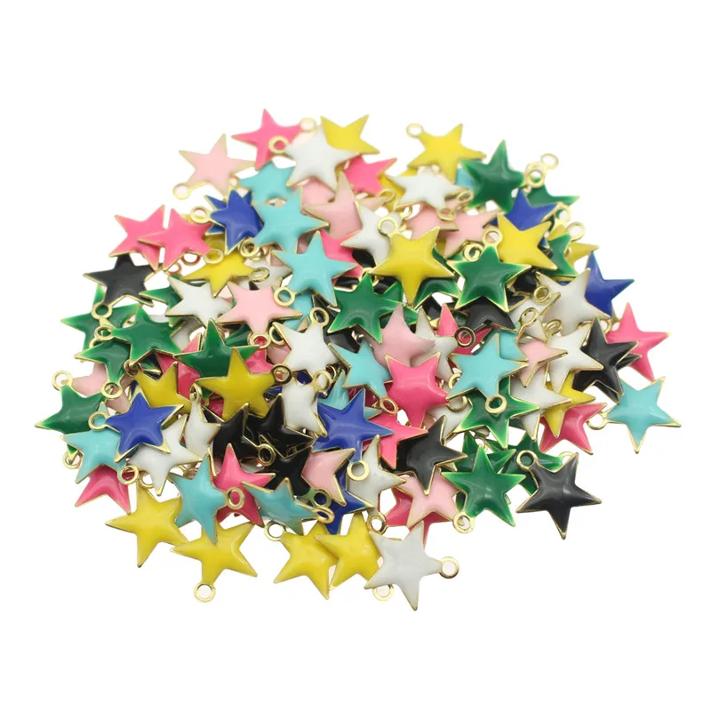 20pcs Brass Multi Color Drip oil Pentagram Charms Pendants DIY Handmade Hanging Decoration Findings Jewelry Making Accessories