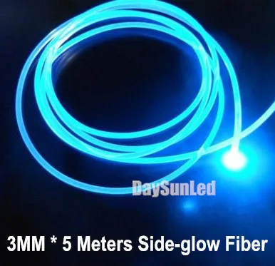 Free Shipping 5 Meters Dia 3.0mm Side-glow Fiber Cable Universal Decoration Car Light Uniform Solid Core PMMA Fiber Optic Cable