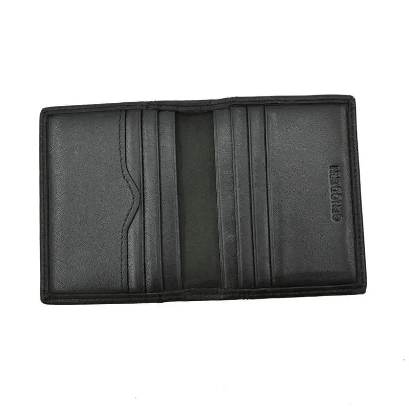 GENODERN Genuine Leather Card Holder Black Credit Card Holders Wallet First Cowhide Card Holders Case Gift for Man