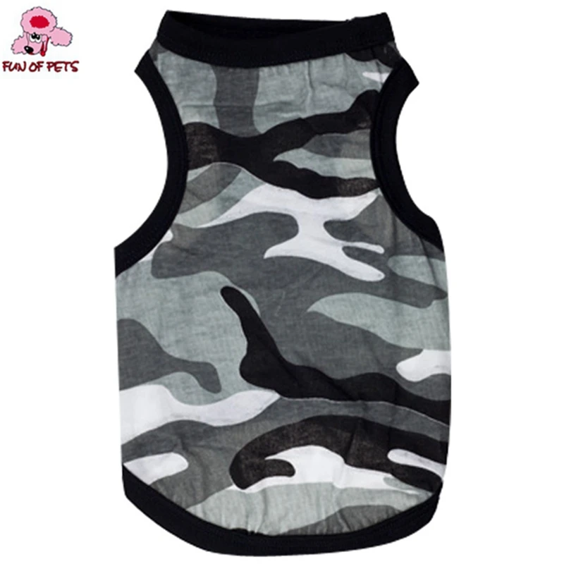 Fashion Summer Cool White Timber Black Camouflage 100% Dog Clothes Vest For Pets Dogs Puppy Clothing