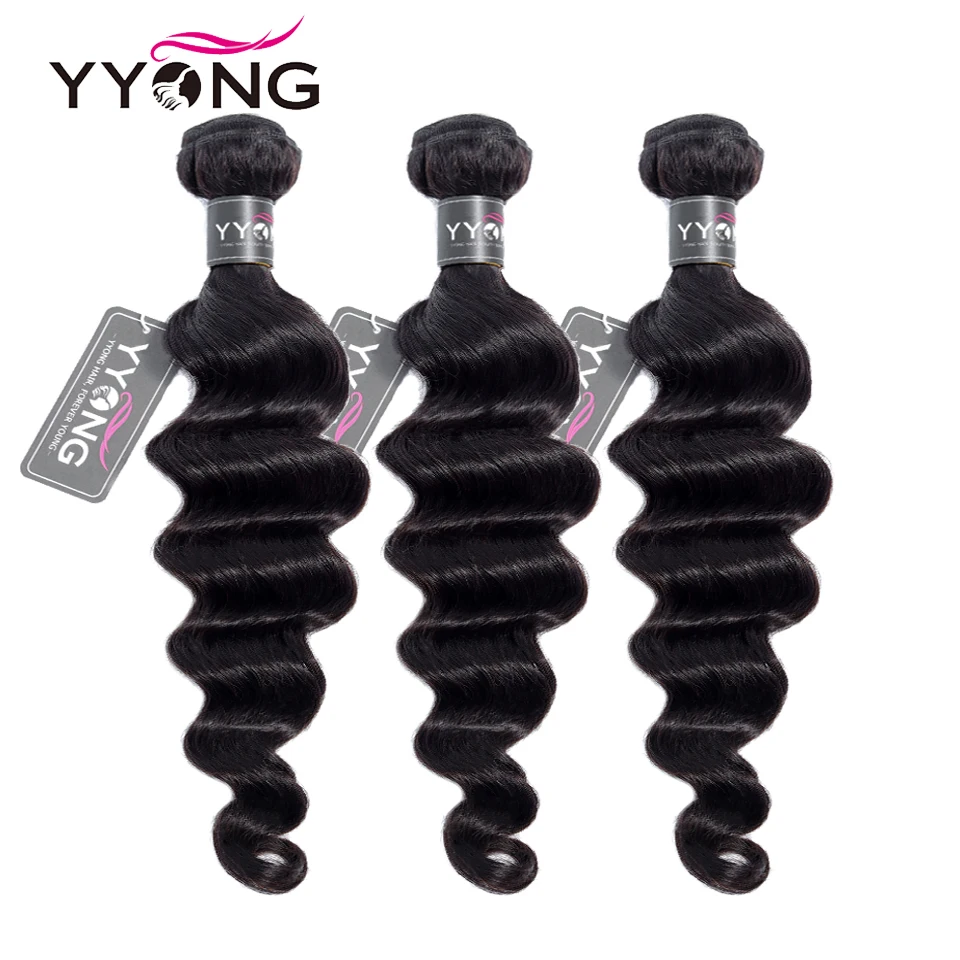 Yyong Loose Deep Wave Bundles Brazilian Hair Bundles Remy Human Hair Extensions Natural Color Hair 3 Pcs/Lot Weave Bundles