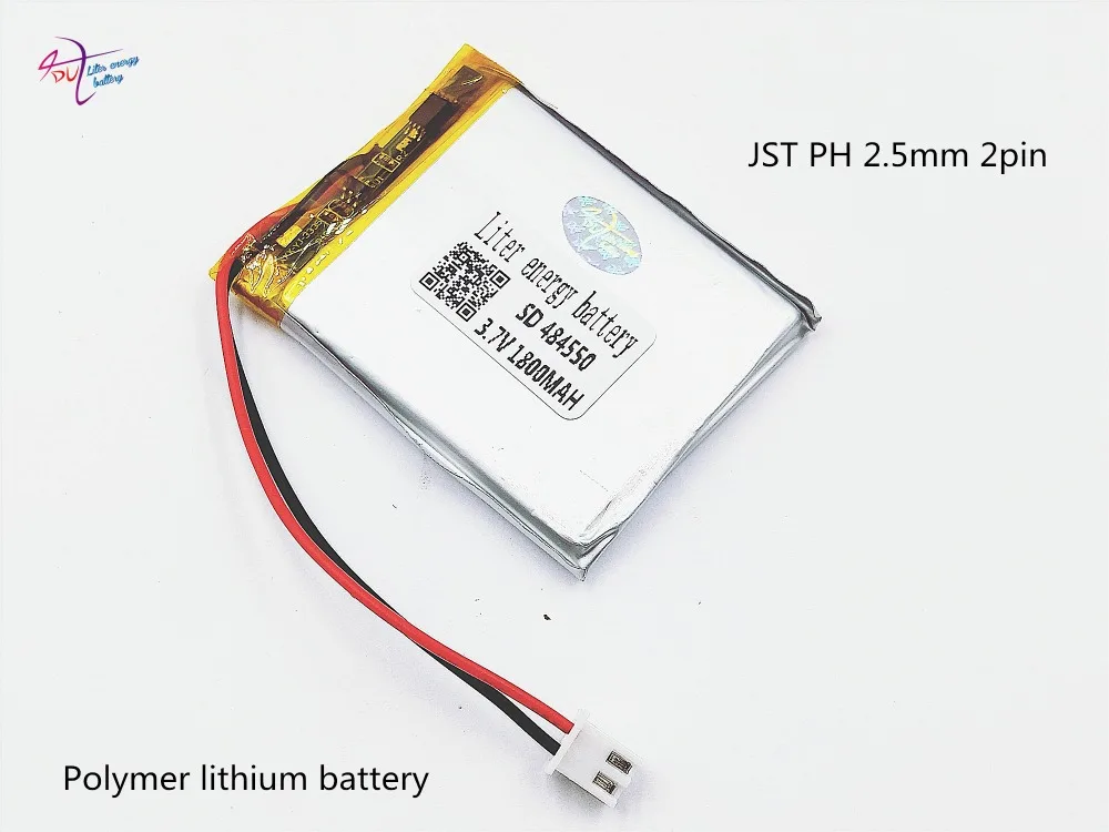 XHR-2P 2.45 2.54  1800mAh  484550 504550 3.7V polymer lithium ion battery