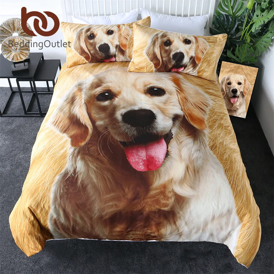 

BeddingOutlet Pet Dog Bedding Set Golden Retriever Kids Duvet Cover 3D Print Bedclothes Lovely Puppy Bedspreads Wholesale