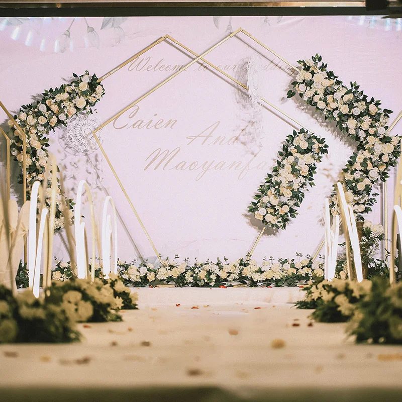 JAROWN Wedding 100cm Flower Row Arch Arrangement Flowers Stage Road Lead Flowers Wedding Scene Layout Party Decoration Floral