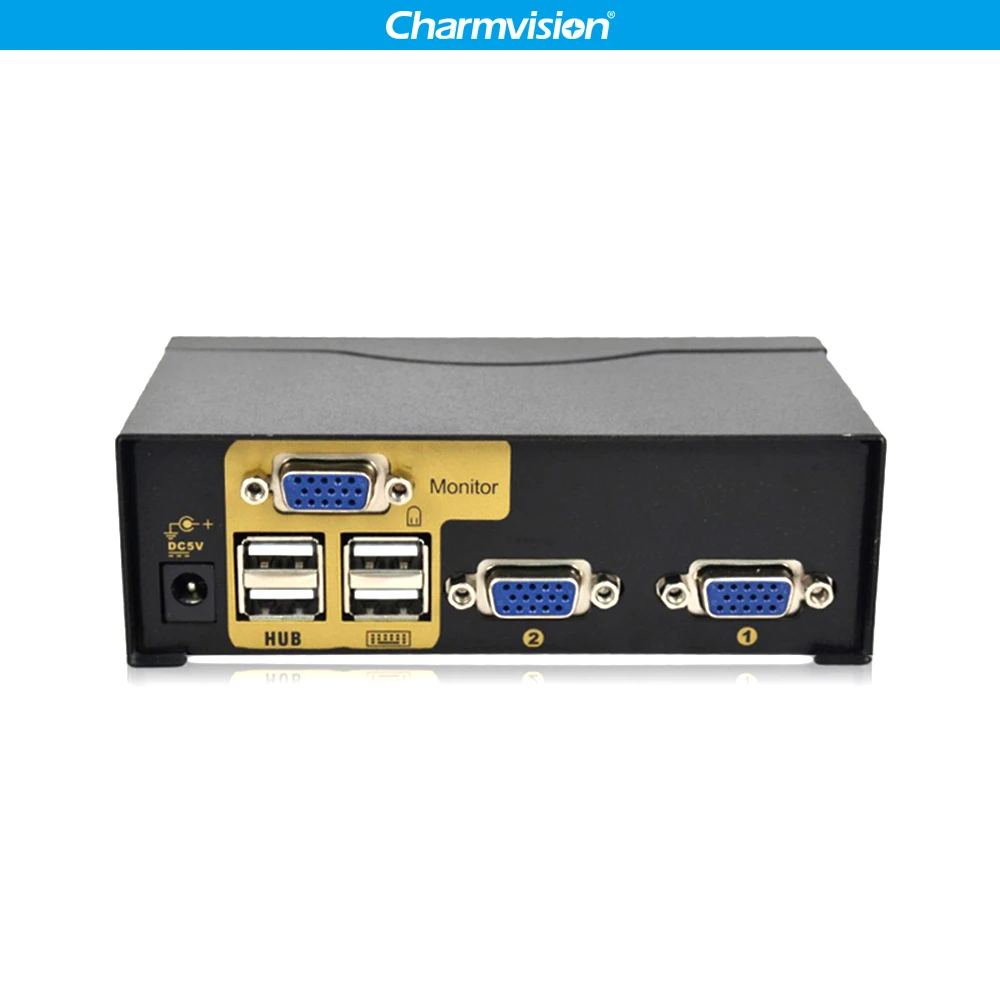 Charmvision UK201R 2 Posting PC Host Input 4 USB2.0 Hub Output KVM Switch dengan Remote Control Kabel Asli Mini Auto switcher