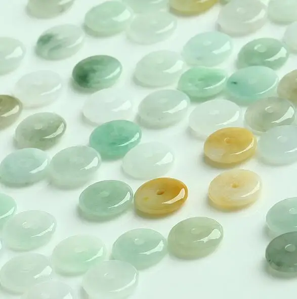 30pcs Natural Multi-colour Jade (Jadeite) Luck Circle Loose DIY Bead Wholesale