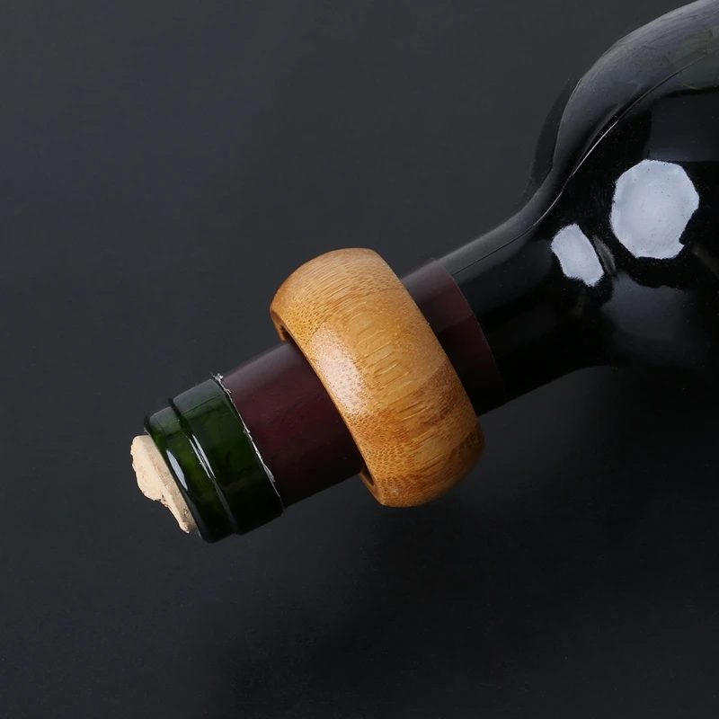 Wooden Red Wine Bottle Drip Drop Proof Stop Collar Ring Home Bar Accessories New