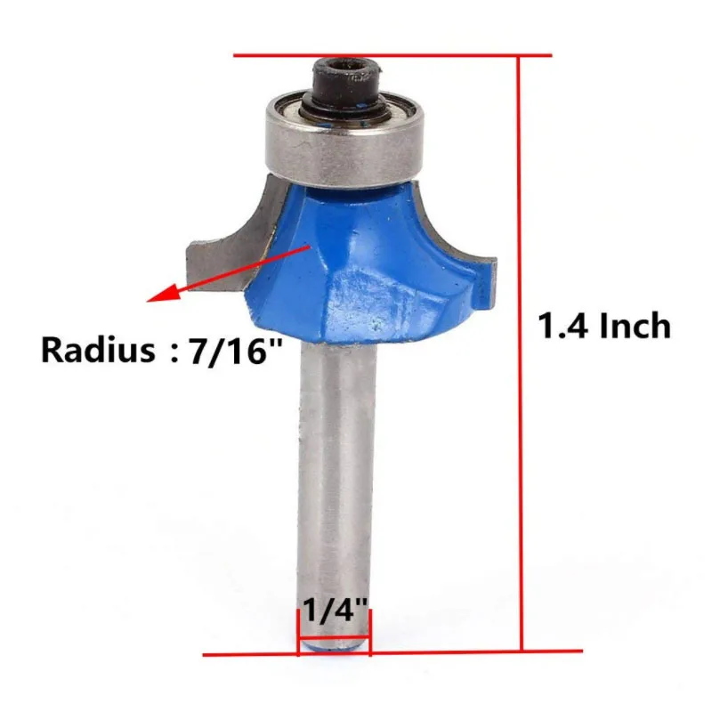 Corner Rounding Edge-forming Round over Bit with 1/4 Inch Shank 7/8 Inch Cutting Diameter