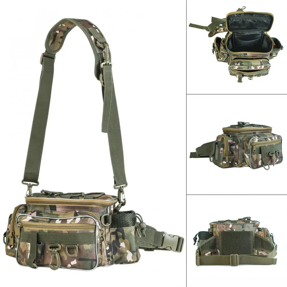 34 x 17 x 16cm Outdoor Camouflage Waist Shoulder Messenger Fishing Bag Fishing Reel Lure Photography Camera Storage Bag