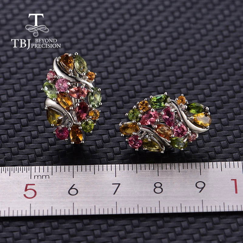 TBJ,Natural Brazil tourmaline clasp earring 925 sterling silver fine jewelry for women wife luxury design anniversary party gift