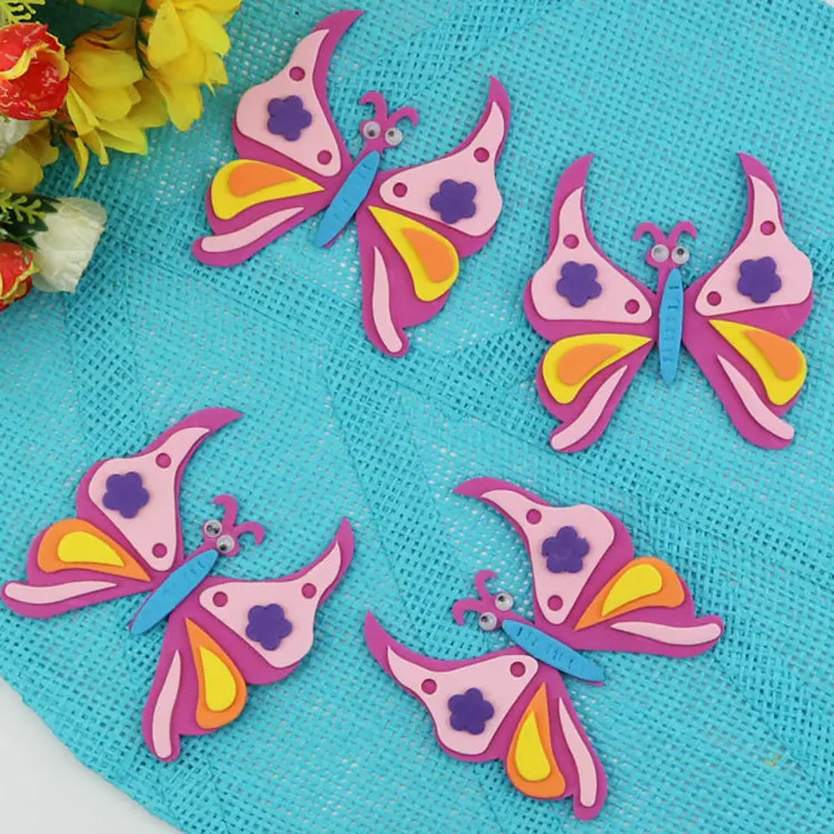 1bag/LOT Pink butterfly Lobster ladybug  Bird Crab Fish Mermaid Snail EVA foam shape without stickers Easter crafts Kindergarten