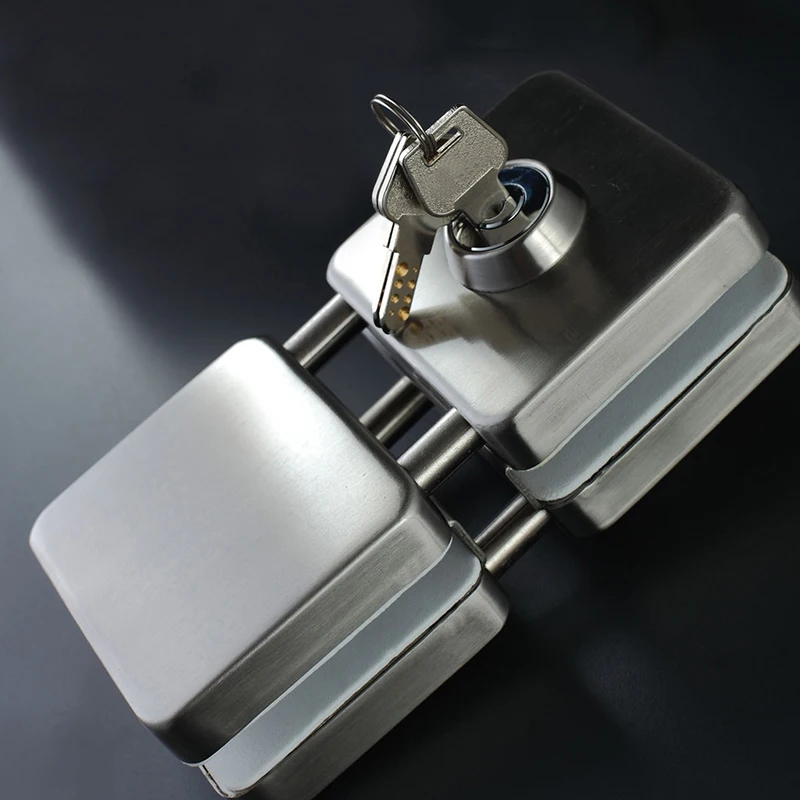 

Brand New Stainless Steel Double Glass Door Lock w 3 Keys for 10~12mm Frameless Glass Door - No Need to Drilling