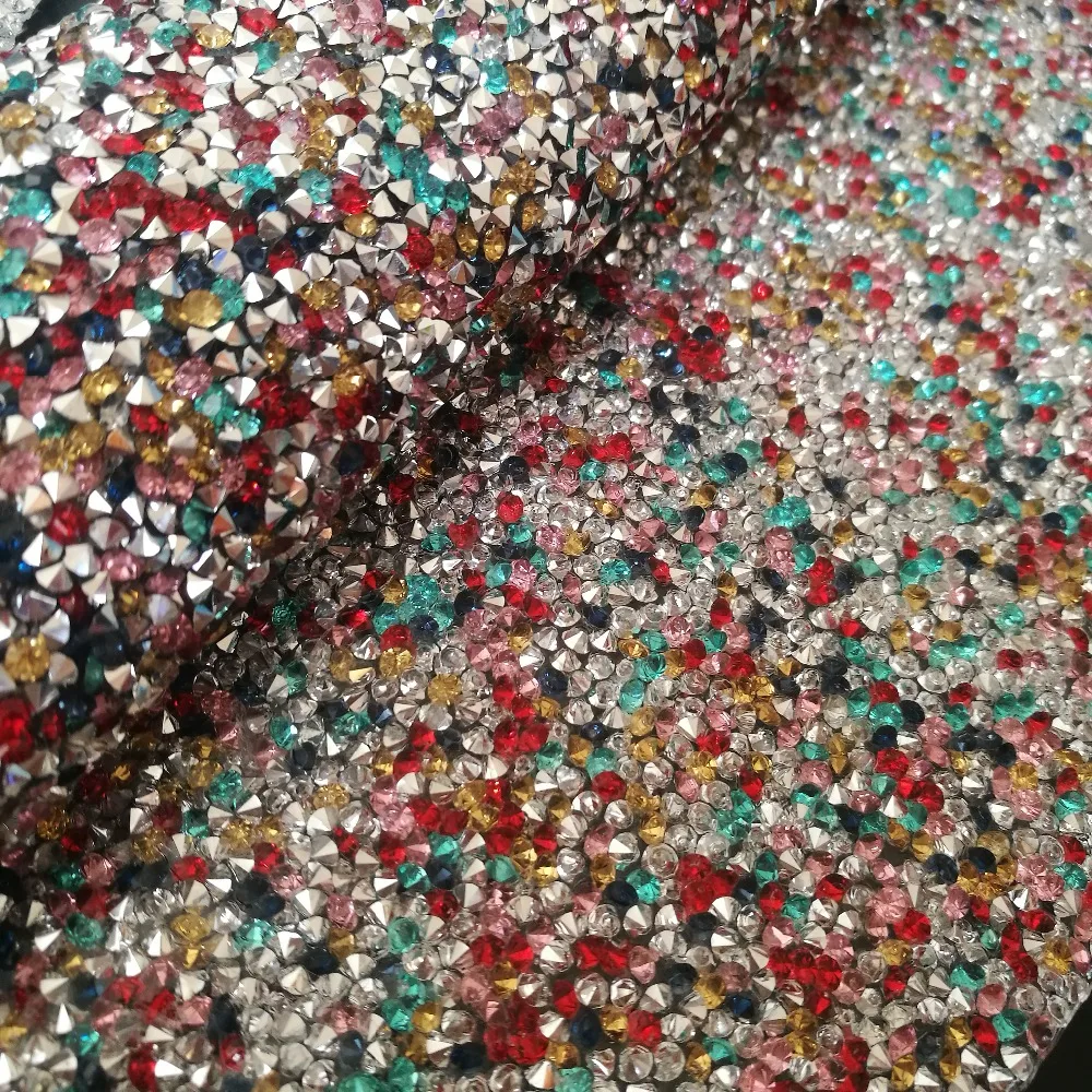 24*40cm Hotfix resin Rhinestones Mesh Trim Crystal Fabric Sheet Strass Appliques Banding patch For Dress Jewelry DIY Accessories