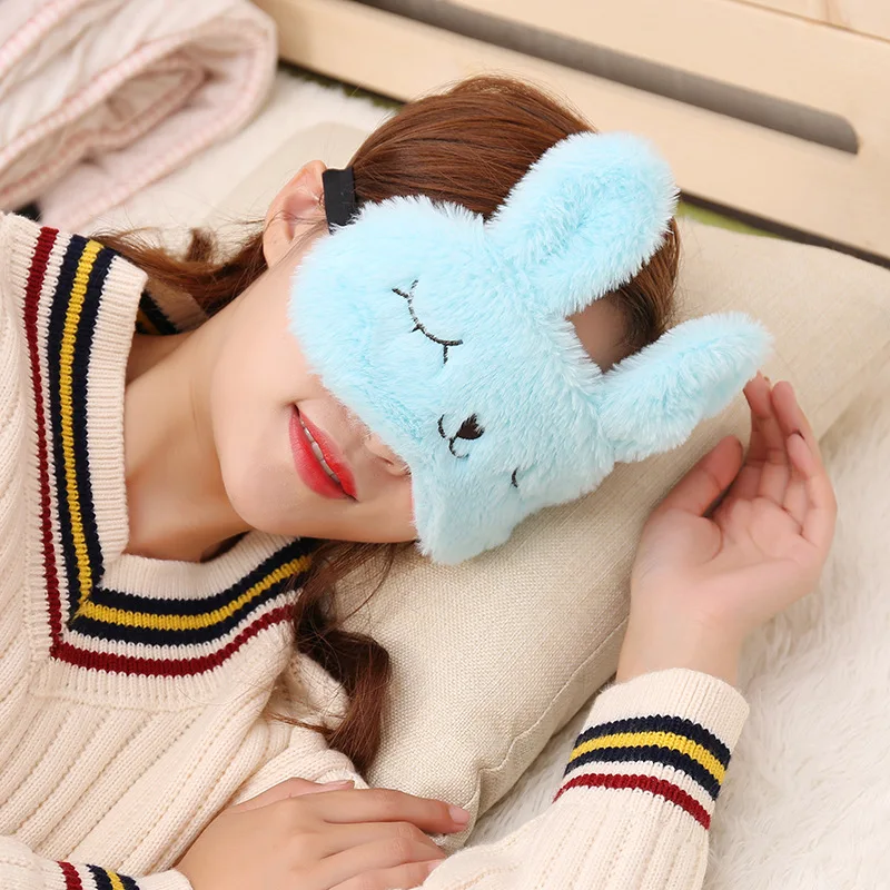 Pluche Animal Eye Cover zacht slaapmasker Ooglapje Bandage Creatief Reizen Relax Blinddoek Konijn Cartoon Dutje Zachte oogschaduw