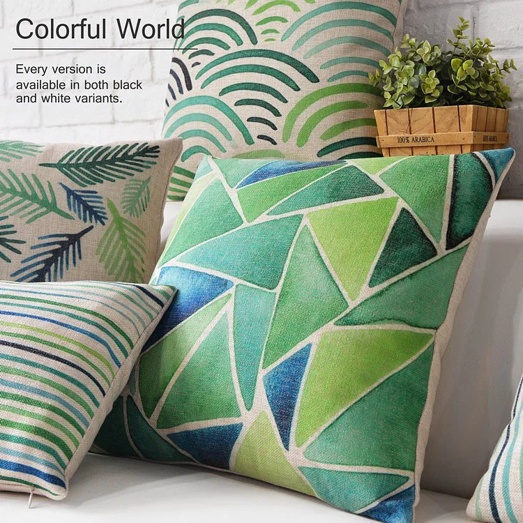 Fresh Pastoral green pillow ,geometric Pillow cushion ,Linen pillowcase,sofa cushions home decorative Pillows