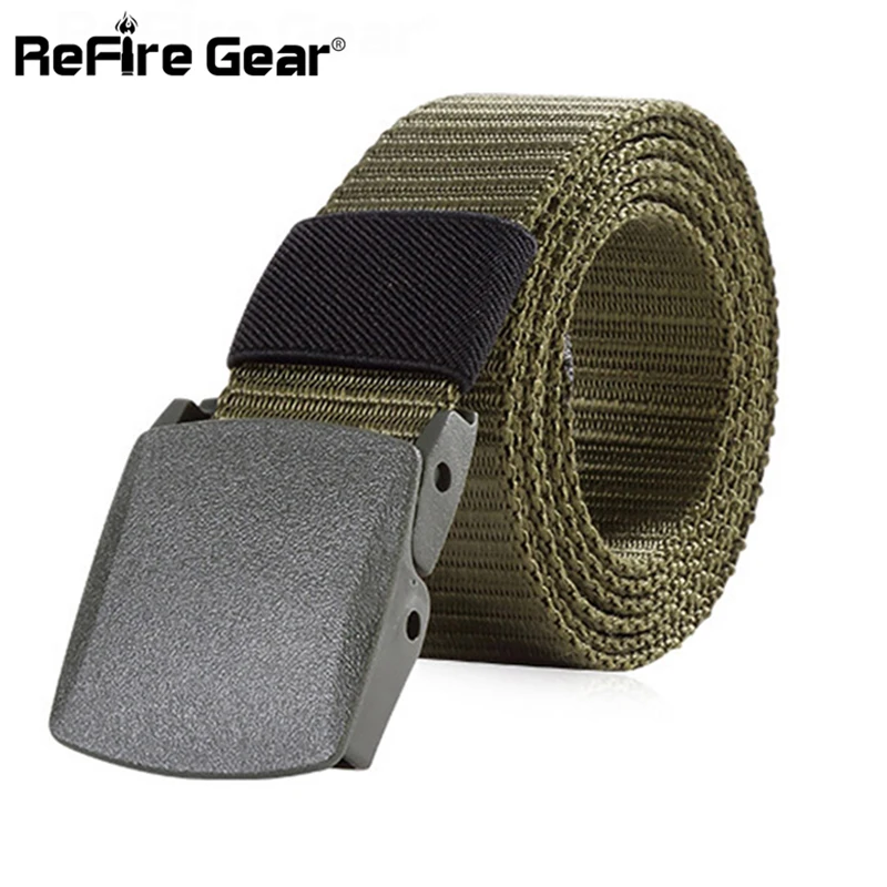 ReFire Gear Military Tactical Nylon Belt Men Army Combat Heavy Duty Adjustable Belt Male Casual Automatic Plastic Buckle Belts