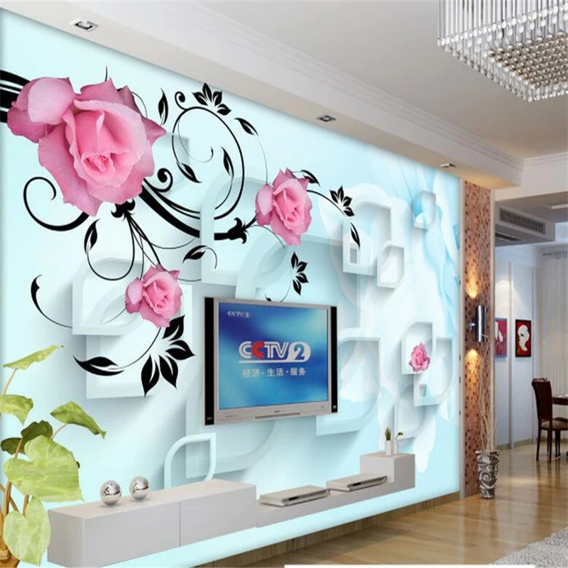 

beibehang papel de parede Custom photo wallpaper large murals 3D stereo roses rattan TV wall decoration painting wall paper