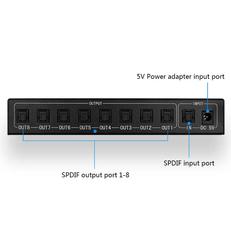 Imagem -04 - Wiistar-amplificador de Áudio Óptico Digital Spdif Toslink 1x8 Suporte com Adaptador de Energia