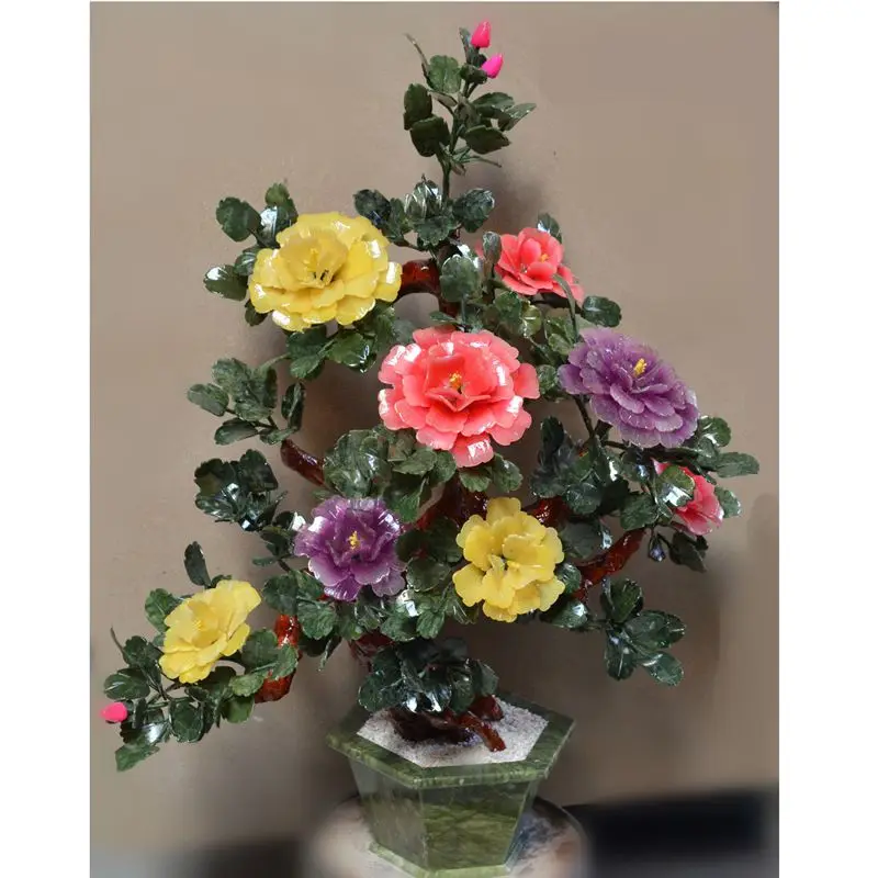 

Jade 8 Flower peony multicolor Amethyst jewelry jade crafts creative living room Home Furnishing simulation flower gift