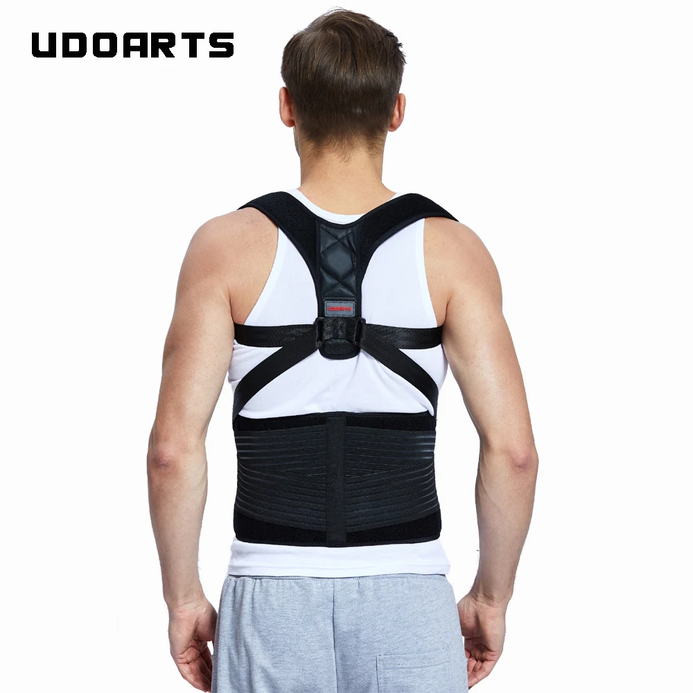 Udoarts Adjustable Back Support Posture Corrector Brace With Removable Steel Splints