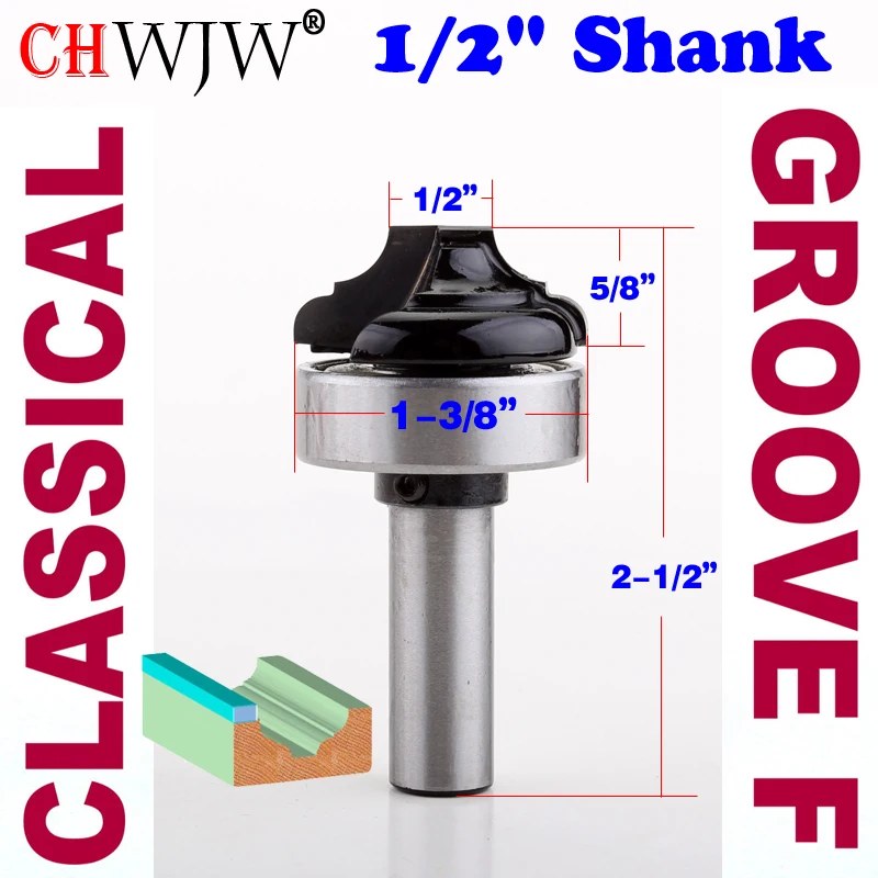 1 pc 1/2 Shank Top Bearing Classical Groove Bead/Cove Flat EndRouter Bit Tenon Cutter for Woodworking Tools