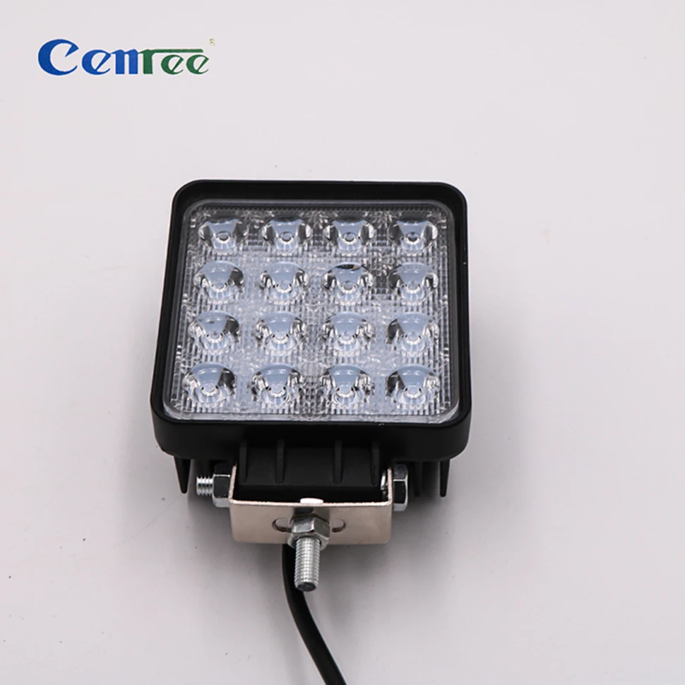 CENREE 1pcs 9-30V Square Light Bar 48W LED Light IP67 6000K 4800LM LED Bar Spot Light for Car Tractor Boat Off Road Truck ATV