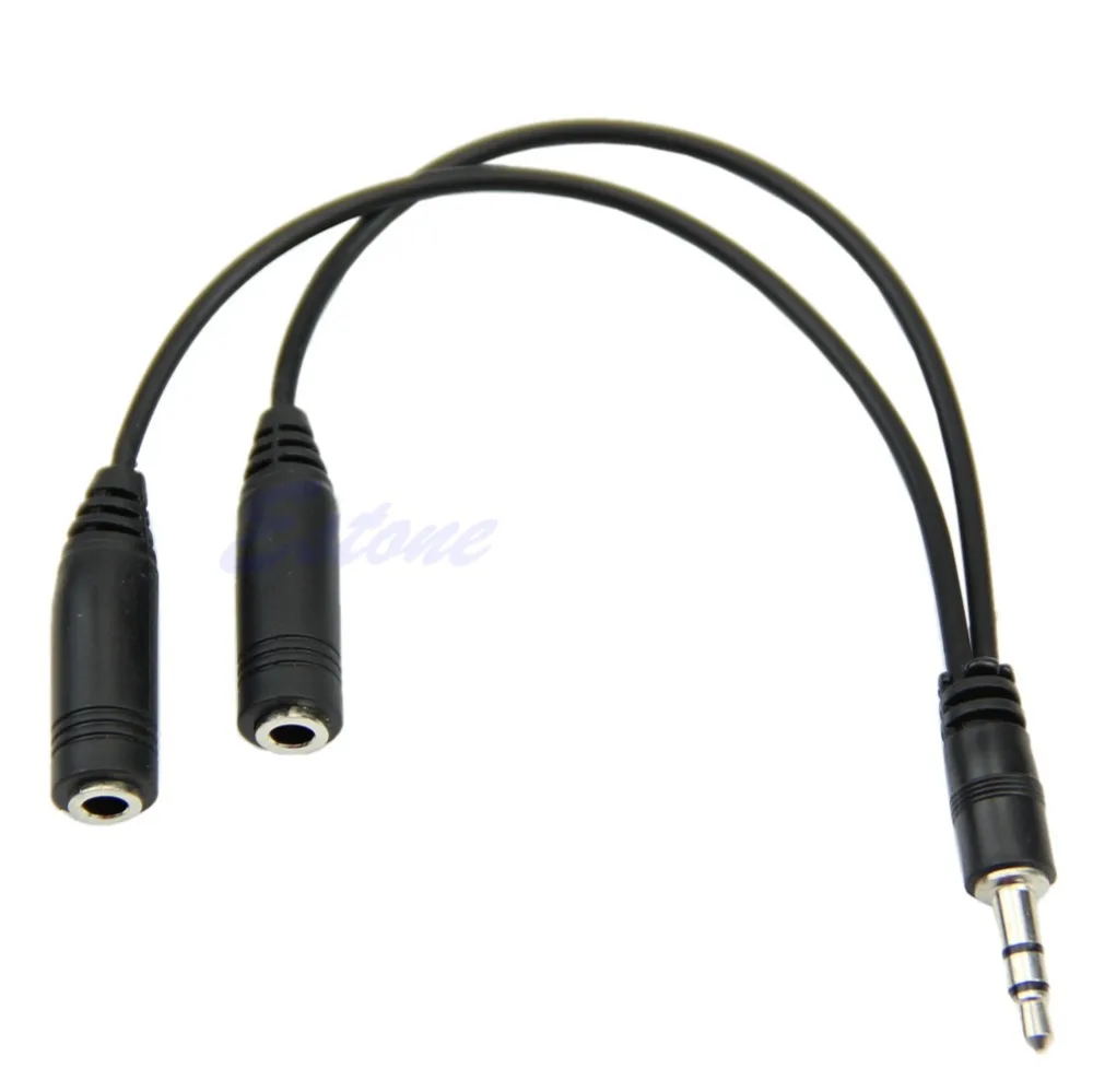 1 PC 3.5mm Male to 2 Dual Female Plug Jack Audio Stereo Headset Mic Splitter Cable