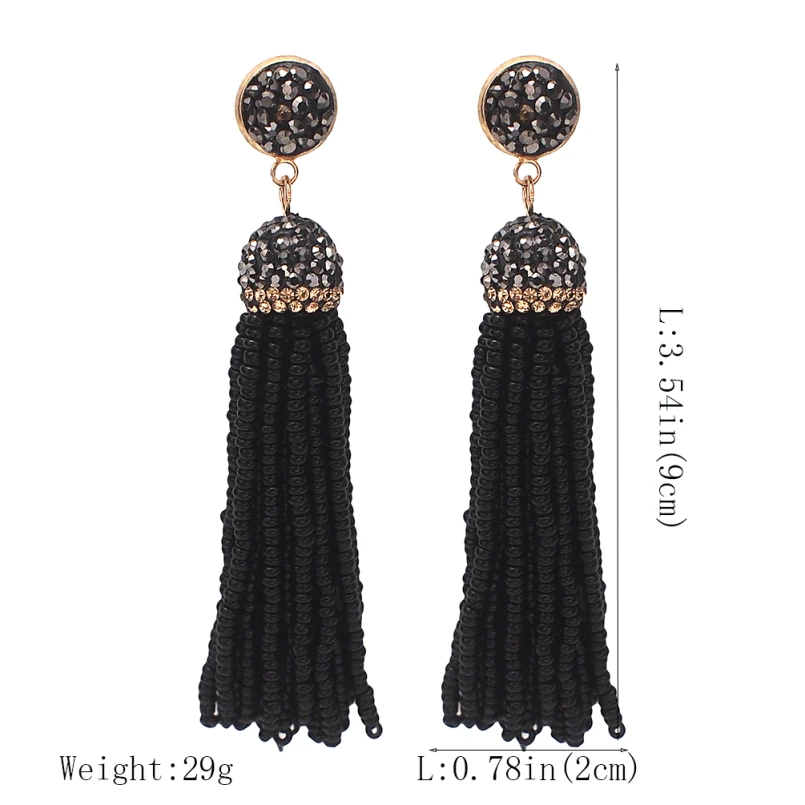 MANILAI Handmade Resin Bead Tassel Earrings Fashion Bohemian Statement Crystal Dangle Earrings For Women Beach Jewelry